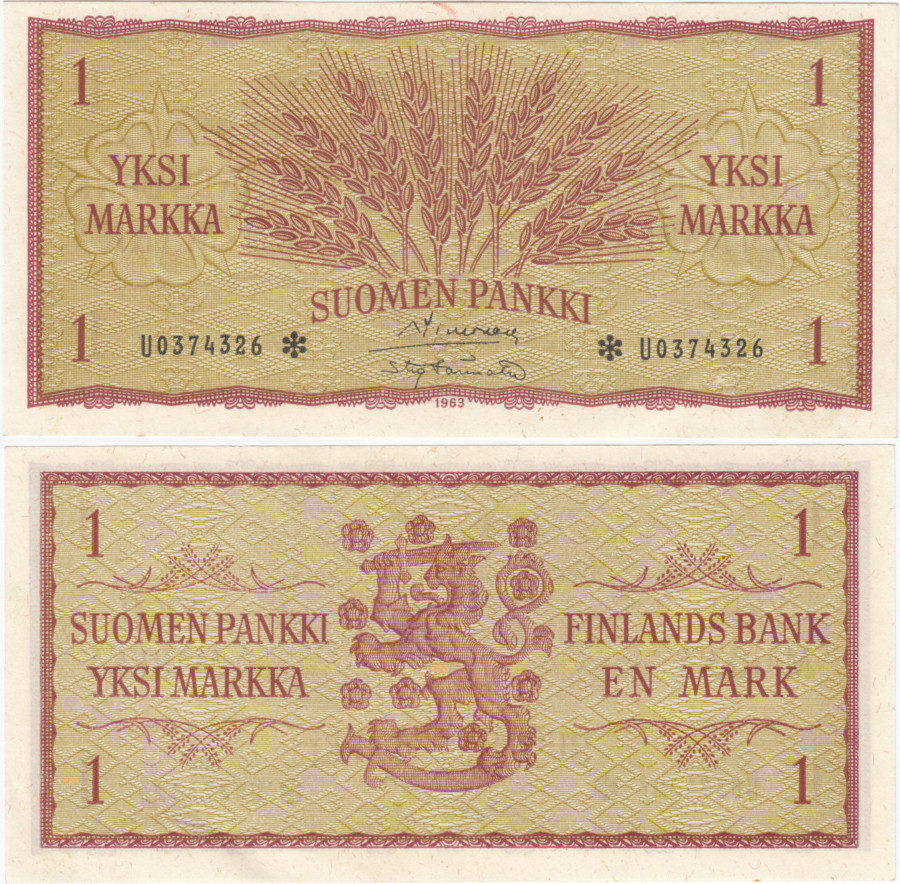1 Markka 1963 U0374326* kl.8-9